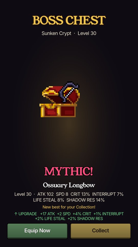 A Mythic bow from the boss chest
